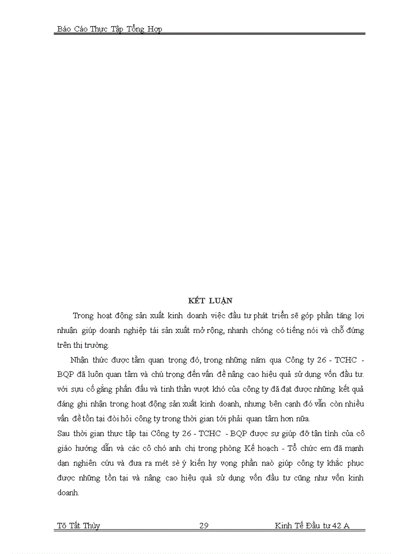 image for page Báo cáo thực tập tại công ty 26 - TCHC - BQP