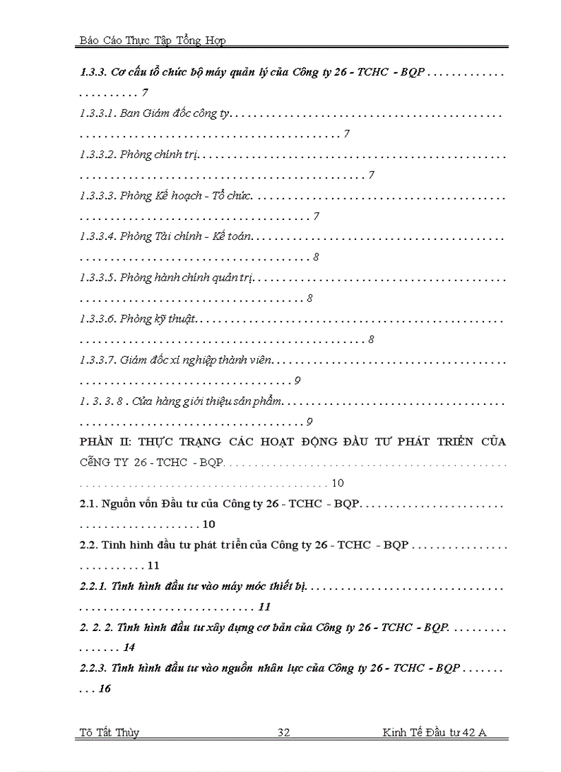 image for page Báo cáo thực tập tại công ty 26 - TCHC - BQP