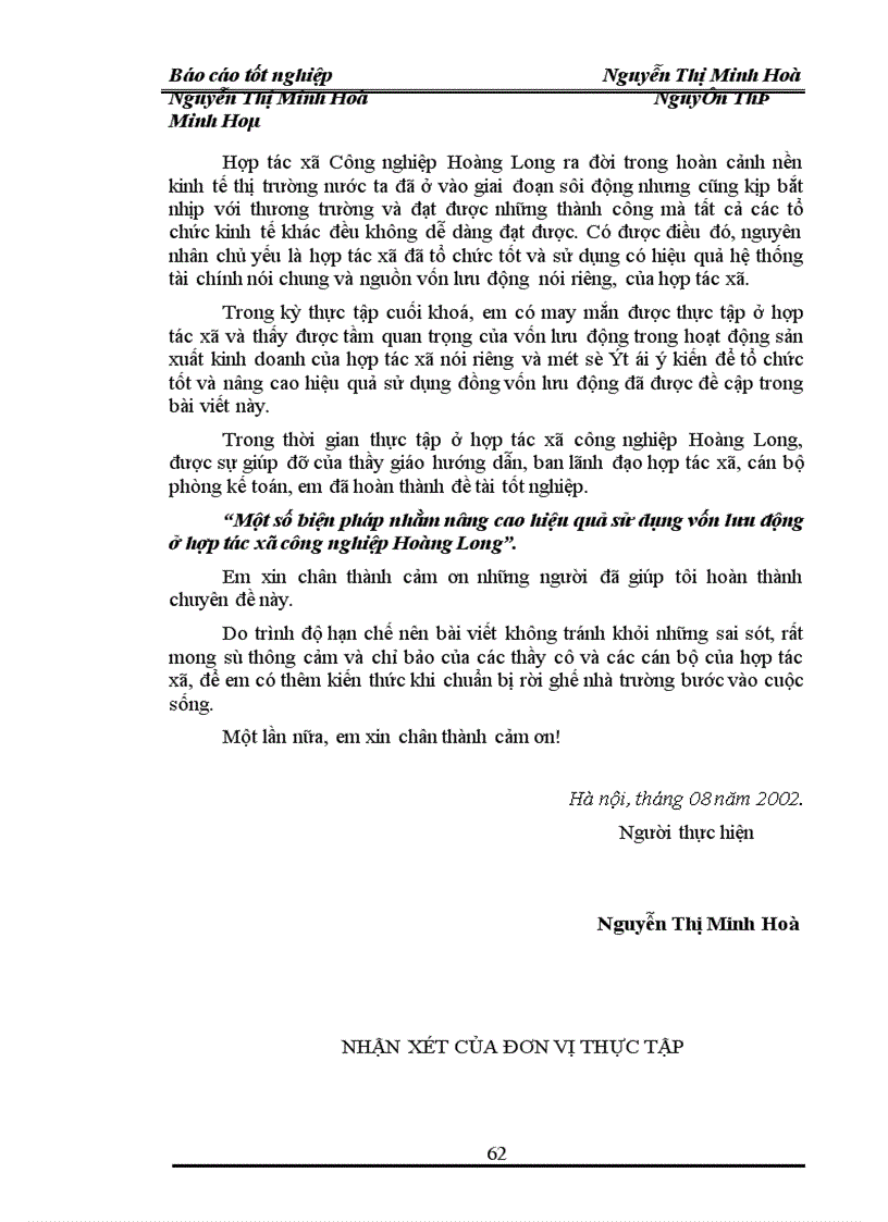 image for page Một số biện pháp nhằm nâng cao hiệu quả quản lý và sử dụng vốn lưu động trong Hợp tác xã công nghiệp Hoàng Long