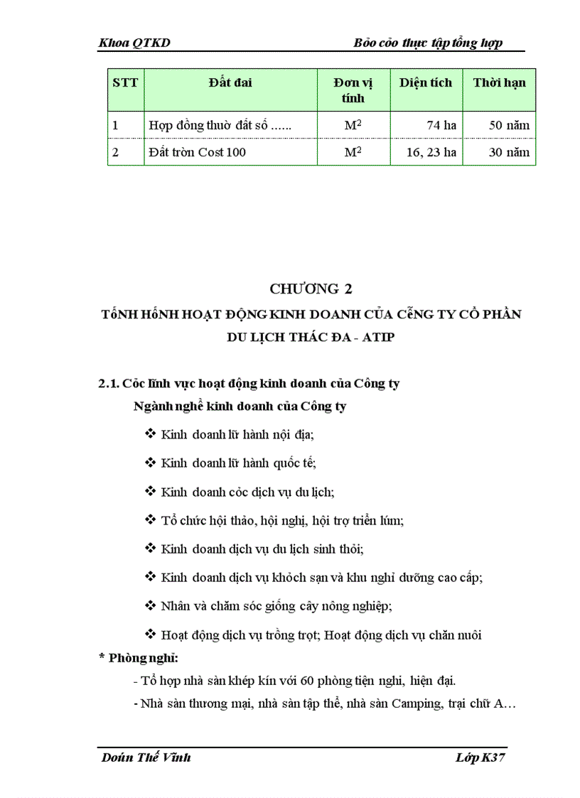 image for page Tình hình hoạt động kinh doanh của công ty cổ phần du lịch thác đa - atip