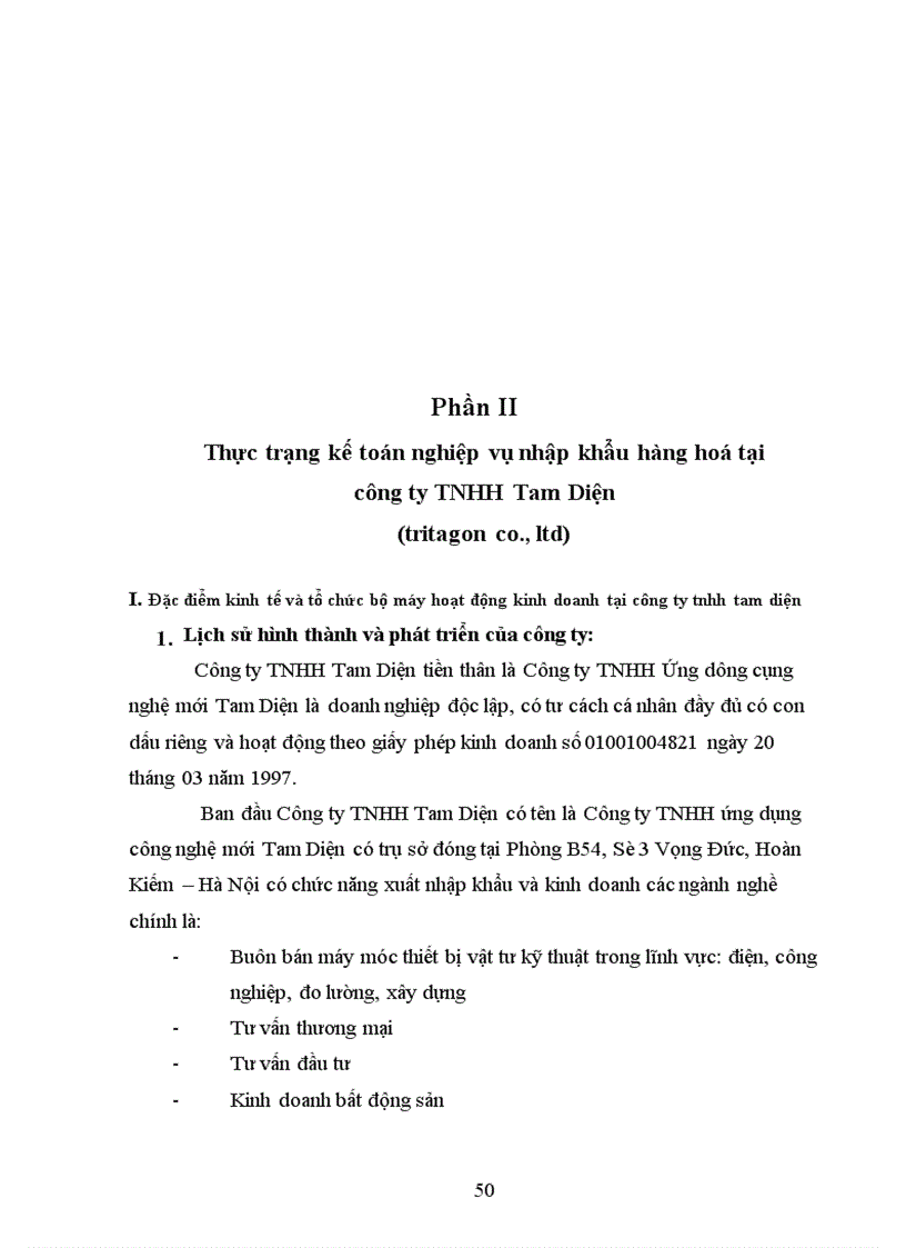 image for page Hoàn thiên công tác kế toán nhập khẩu hàng hoá tại Công ty TNHH Tam Diện (Tritagon Co.,Ltd,)