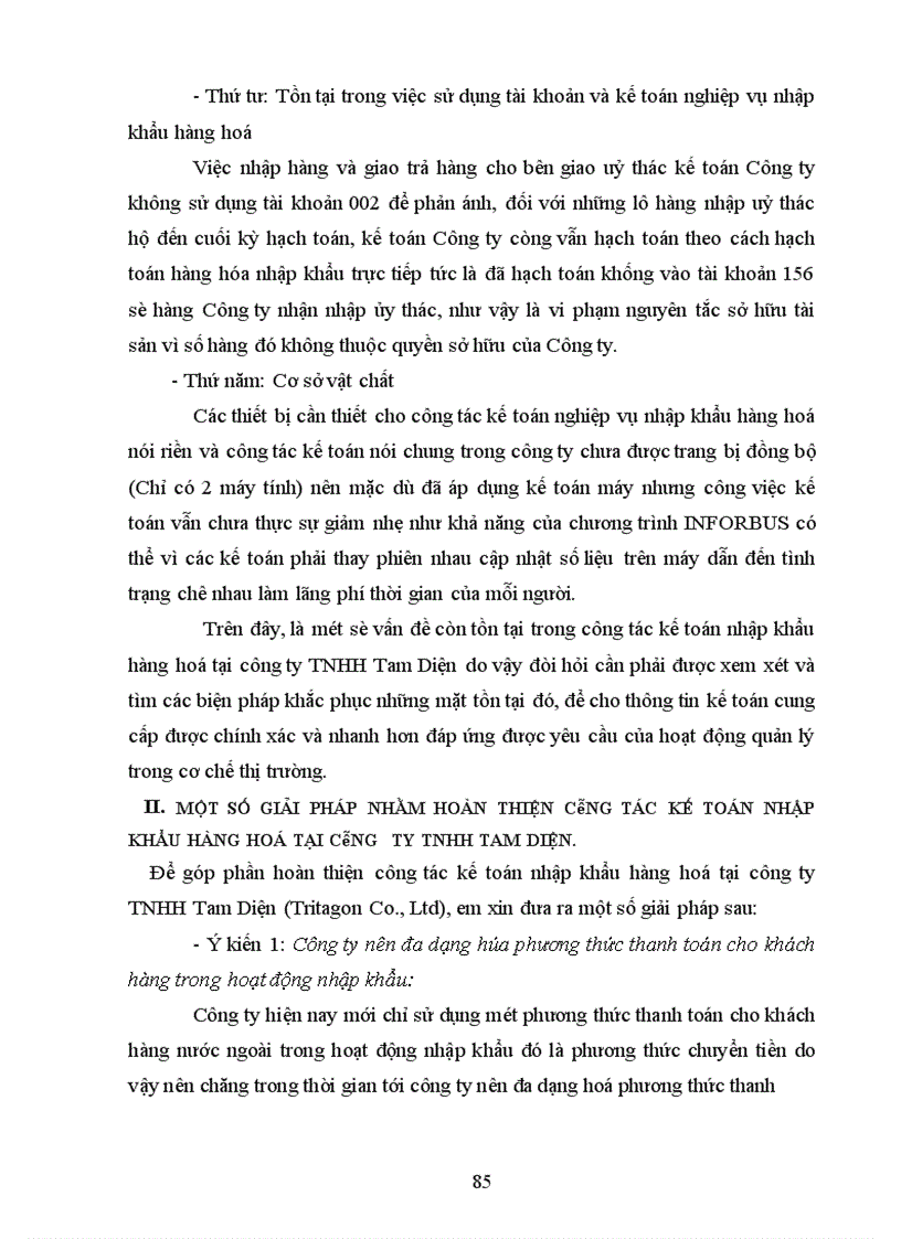 image for page Hoàn thiên công tác kế toán nhập khẩu hàng hoá tại Công ty TNHH Tam Diện (Tritagon Co.,Ltd,)