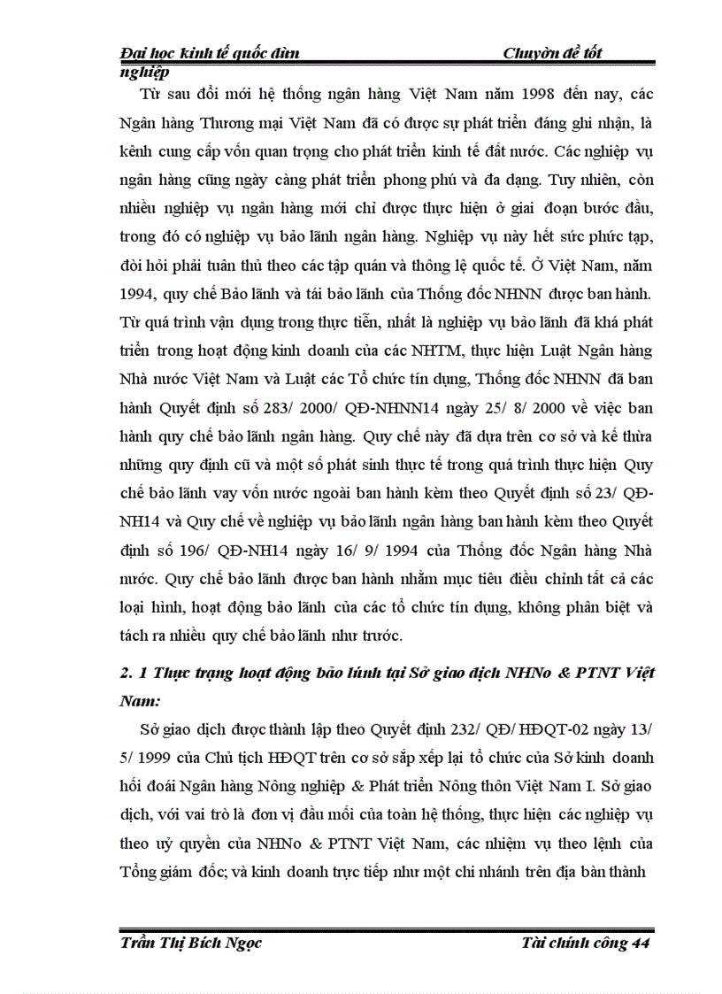 image for page Phát triển hoạt động bảo lãnh tại Sở giao dịch Ngân hàng Nông nghiệp và Phát triển Nông thôn Việt Nam