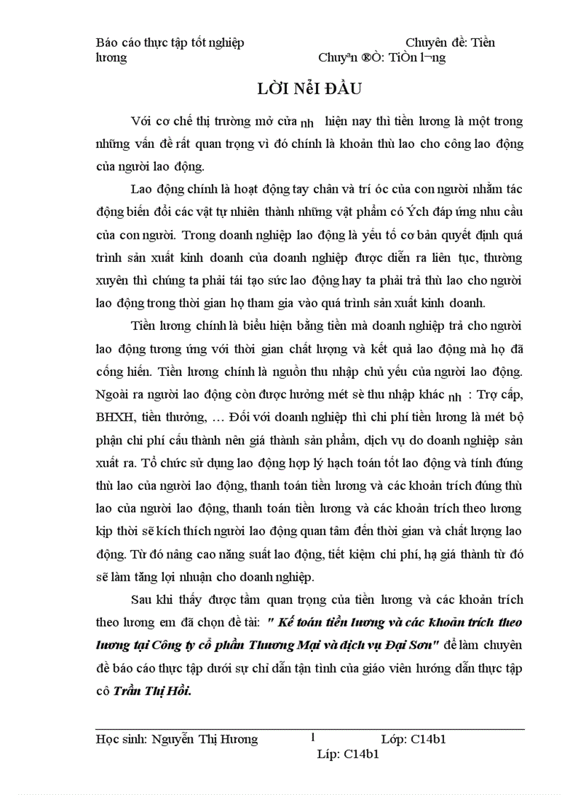 image for page Kế toán tiền lương và các khoản trích theo lương tại Công ty cổ phần Thương Mại và dịch vụ Đại Sơn