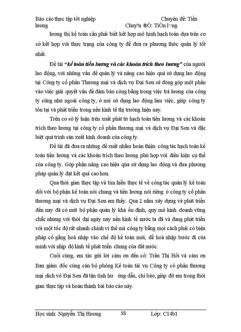 image for page Kế toán tiền lương và các khoản trích theo lương tại Công ty cổ phần Thương Mại và dịch vụ Đại Sơn