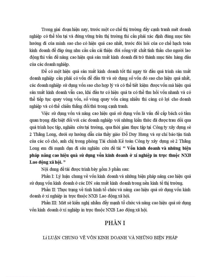 image for page Vốn kinh doanh và những biện pháp nâng cao hiệu quả sử dụng vốn kinh doanh ở xí nghiệp in trực thuộc NXB Lao động xã hội.