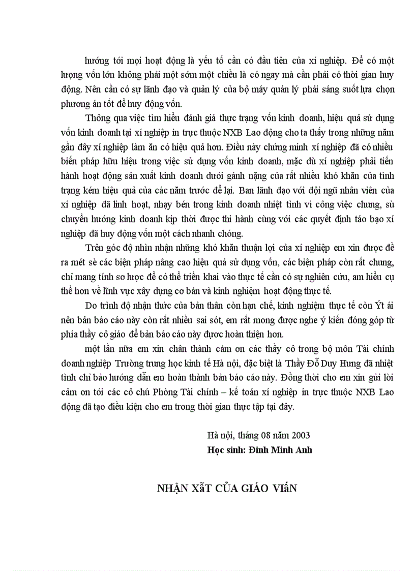 image for page Vốn kinh doanh và những biện pháp nâng cao hiệu quả sử dụng vốn kinh doanh ở xí nghiệp in trực thuộc NXB Lao động xã hội.
