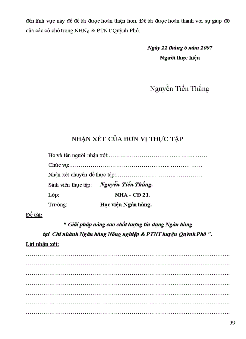 image for page Giải pháp nâng cao chất lượng tín dụng Ngân hàng tại chi nhánh Ngân hàng nông nghiệp huyện Quỳnh Phụ tỉnh Thái Bình
