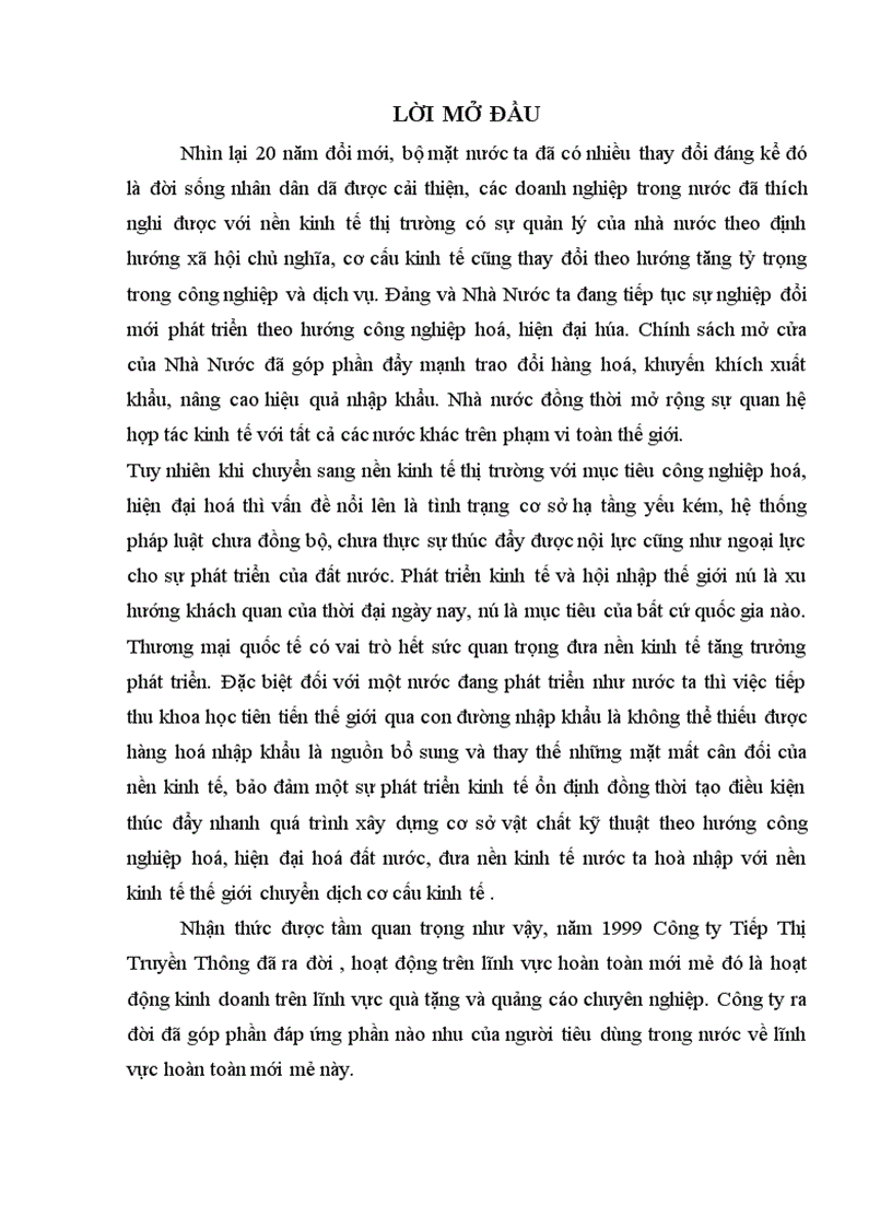 image for page Hoạt động nhập khẩu của Công ty Tiếp Thị Truyền Thông. Thực trạng và giải pháp