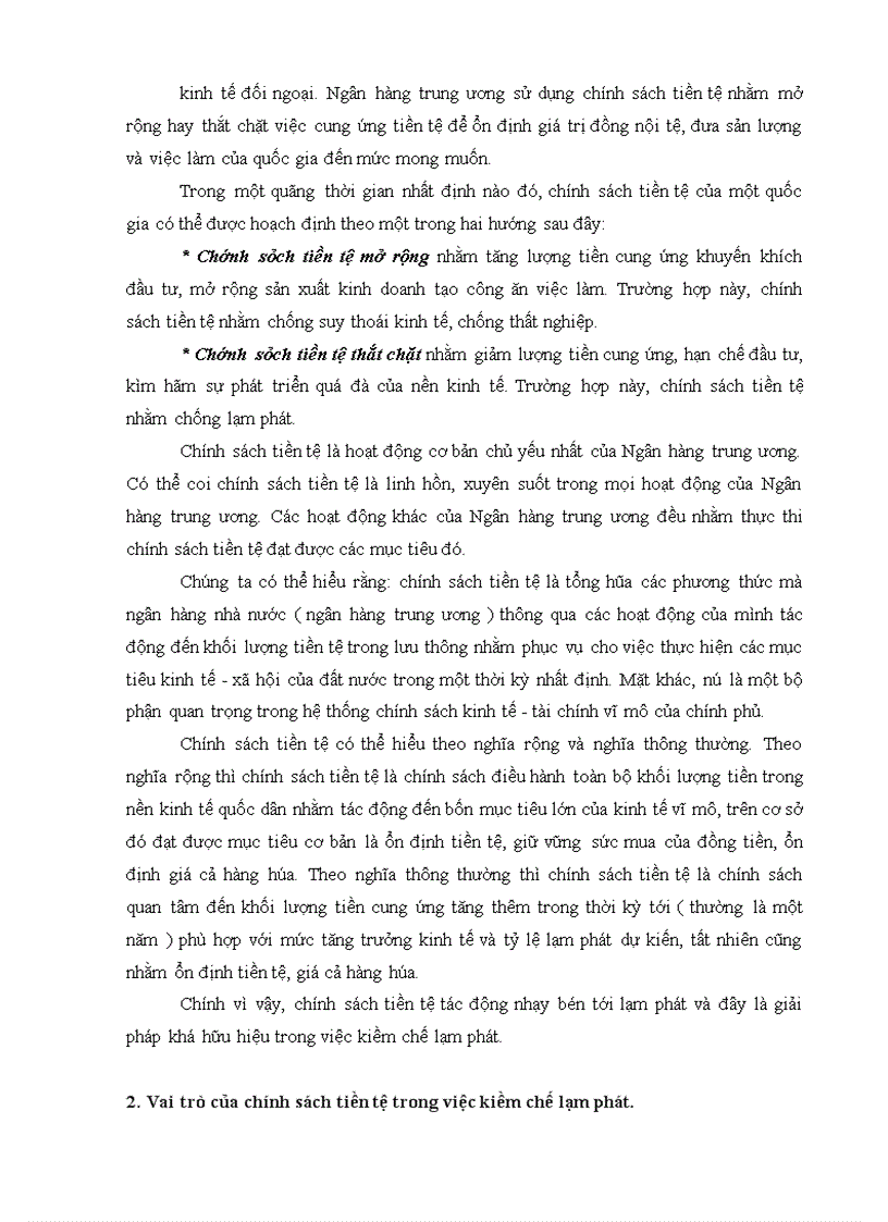 image for page Thực trạng việc sử dụng chính sách tiền tệ trong việc kiềm chế lạm phát ở việt nam trong những năm qua