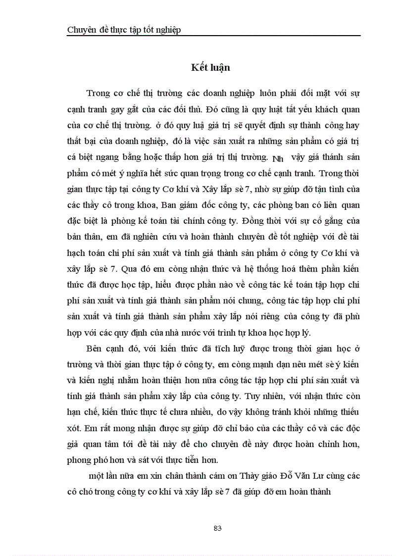 image for page Hoàn thiện hạch tóan chi phí sản xuất và tính giá thành sản phẩm trong công ty Cơ khí và Xây lắp số 7