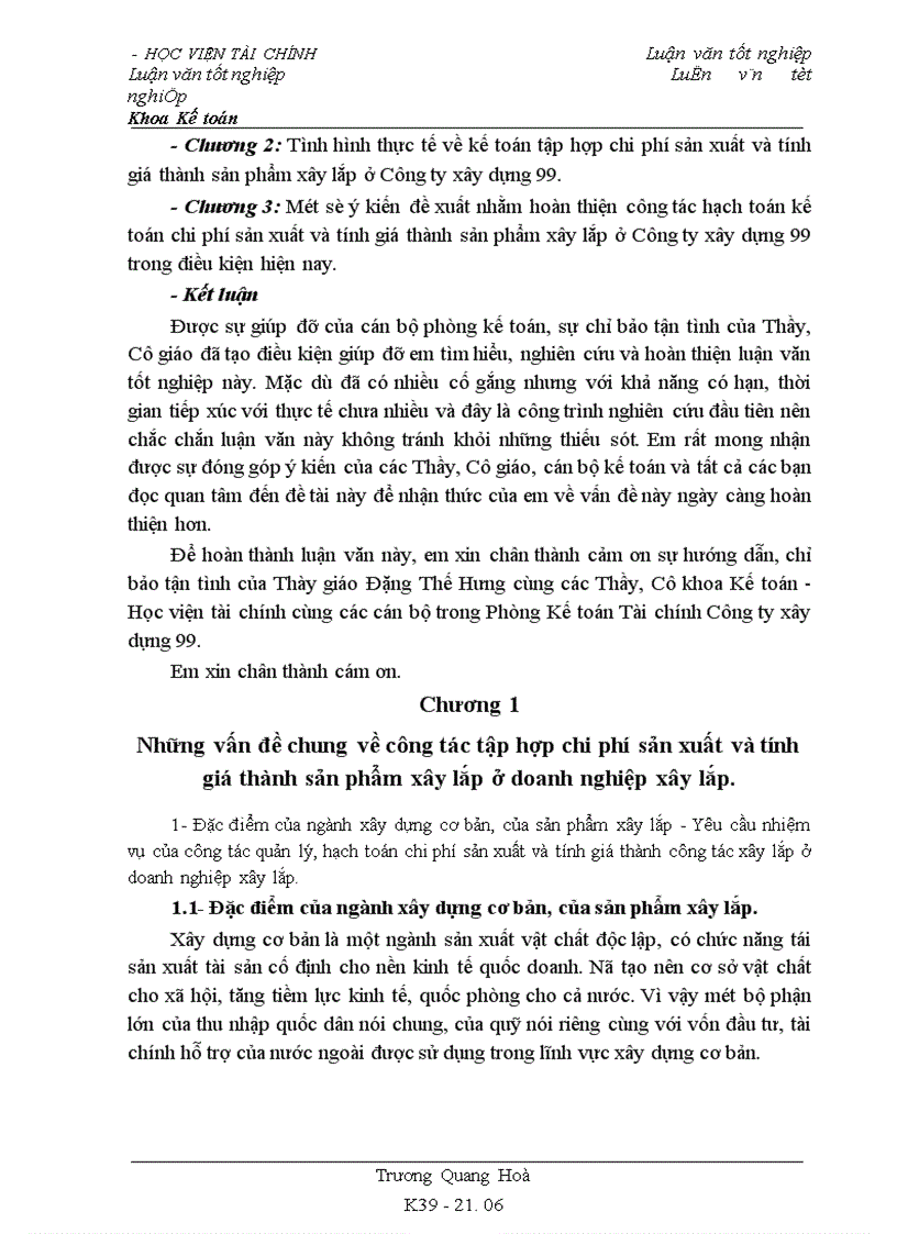 image for page Tổ chức công tác kế toán tập hợp chi phí và tính giá thành sản phẩm xây lắp tại công ty xây dựng 99
