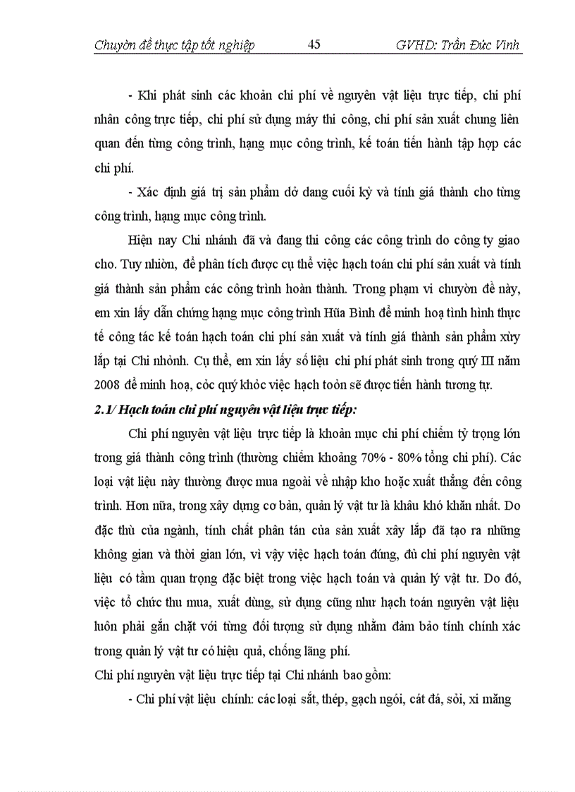 image for page Hoàn thiện hạch toán chi phí sản xuất và tính giá thành sản phẩm xây lắp tại Chi nhánh phát triển xây dựng dân dụng - Công ty cổ phần Sông Đà 207