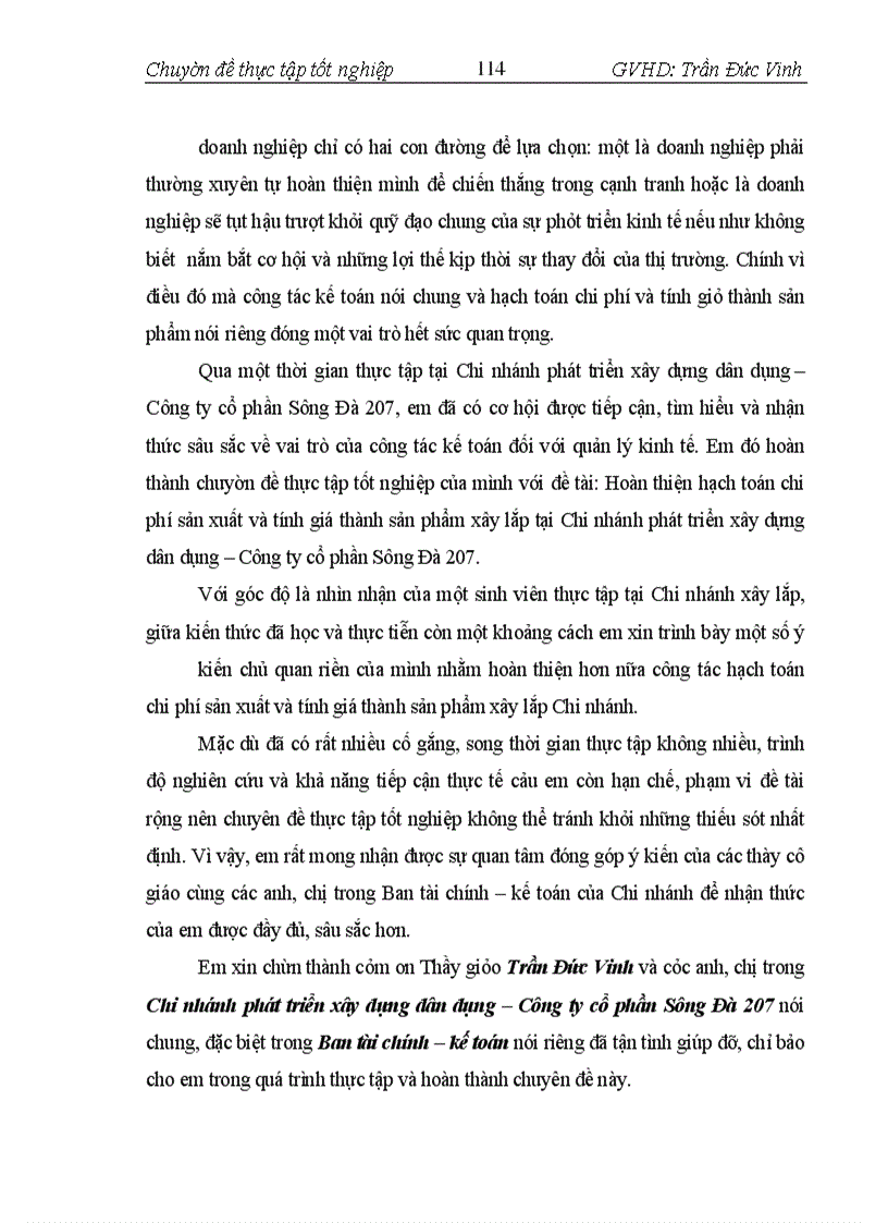 image for page Hoàn thiện hạch toán chi phí sản xuất và tính giá thành sản phẩm xây lắp tại Chi nhánh phát triển xây dựng dân dụng - Công ty cổ phần Sông Đà 207