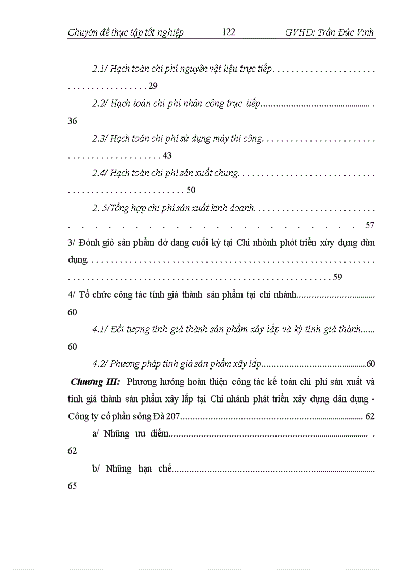 image for page Hoàn thiện hạch toán chi phí sản xuất và tính giá thành sản phẩm xây lắp tại Chi nhánh phát triển xây dựng dân dụng - Công ty cổ phần Sông Đà 207