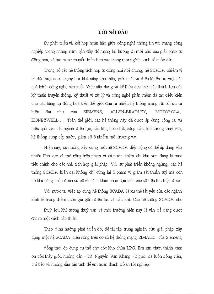 image for page Giải pháp xây dựng một hệ SCADA diện rộng trên cơ sở hệ thống mạng SIMATIC của Siemens, đồng thời áp dụng cụ thể cho các kho chứa LPG