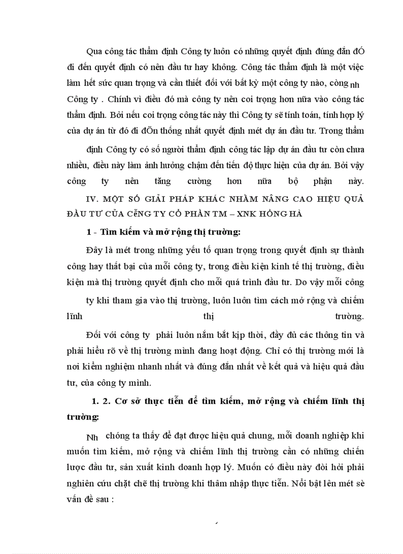 image for page Nâng cao hiệu quả hoạt động đầu tư phát triển tại công ty cổ phần Thương Mại - Xuất Nhập Khẩu Hồng Hà.