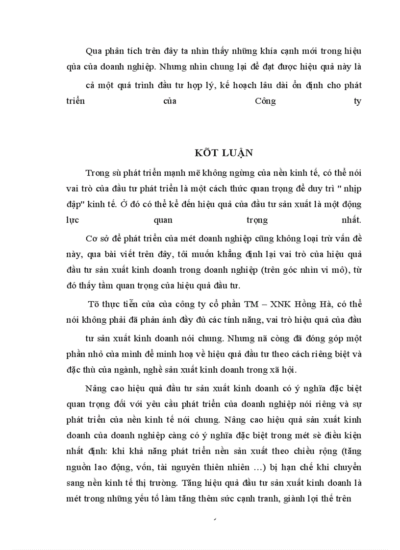 image for page Nâng cao hiệu quả hoạt động đầu tư phát triển tại công ty cổ phần Thương Mại - Xuất Nhập Khẩu Hồng Hà.