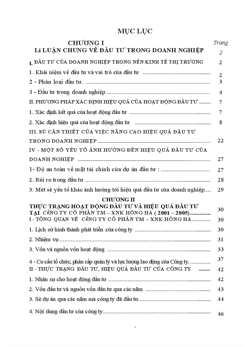 image for page Nâng cao hiệu quả hoạt động đầu tư phát triển tại công ty cổ phần Thương Mại - Xuất Nhập Khẩu Hồng Hà.
