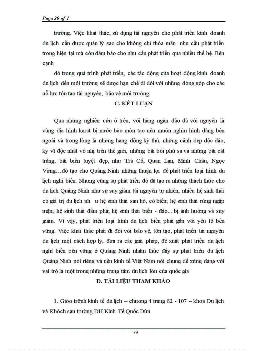 image for page Một số đề xuất nhằm khai thac tốt các điều kiện về môi trường tự nhiên để phát triển loại hình du lịch nghỉ biển một cách bền vững tại Quảng Ninh