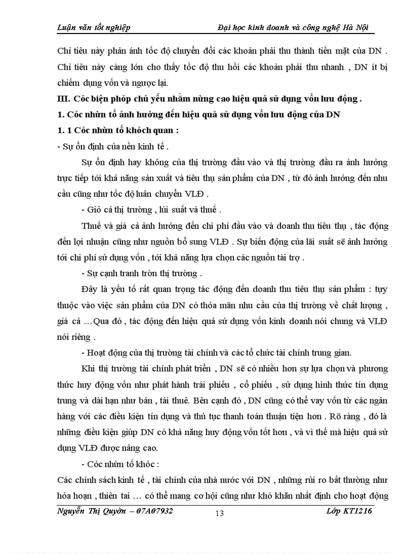 image for page Vốn lưu động và các biện pháp nhằm nâng cao hiệu quả sử dụng vốn lưu động tại công ty TNHH Đầu Tư TM và DV Quang Dũng