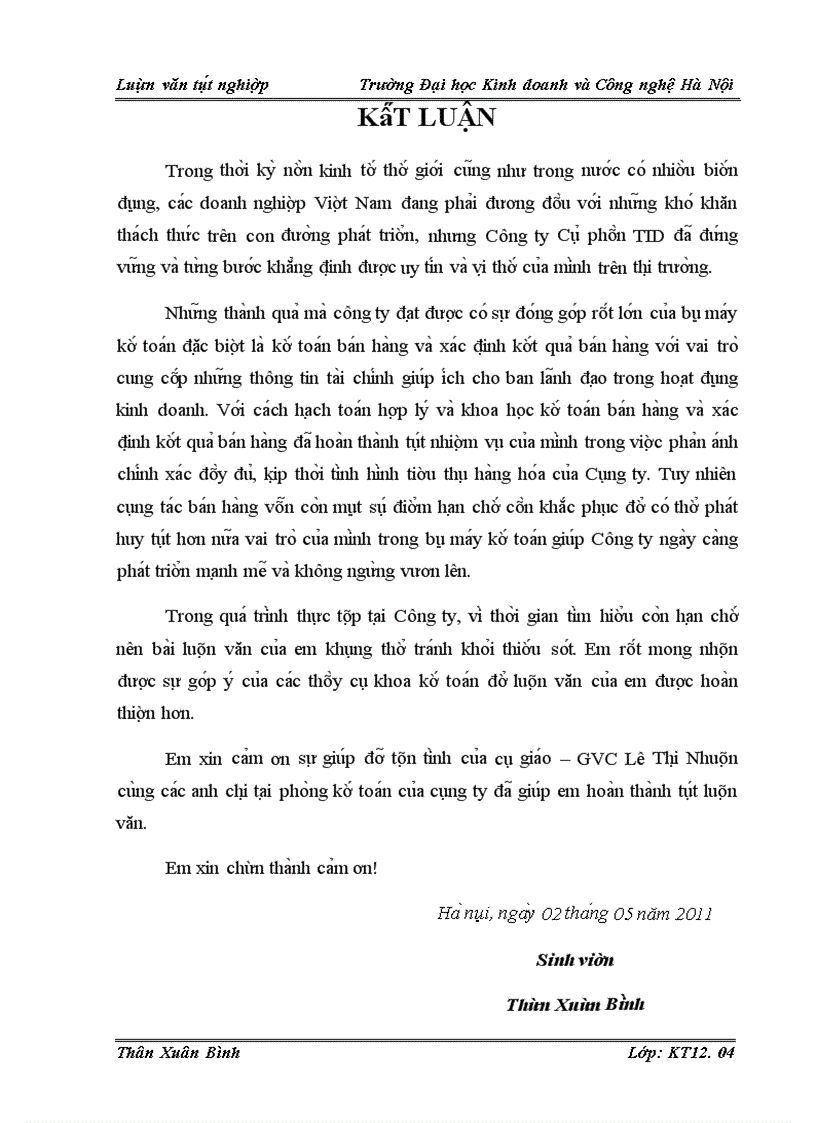 image for page Kế toán bán hàng và xác định kết quả bán hàng tại Công ty Cổ phần TID