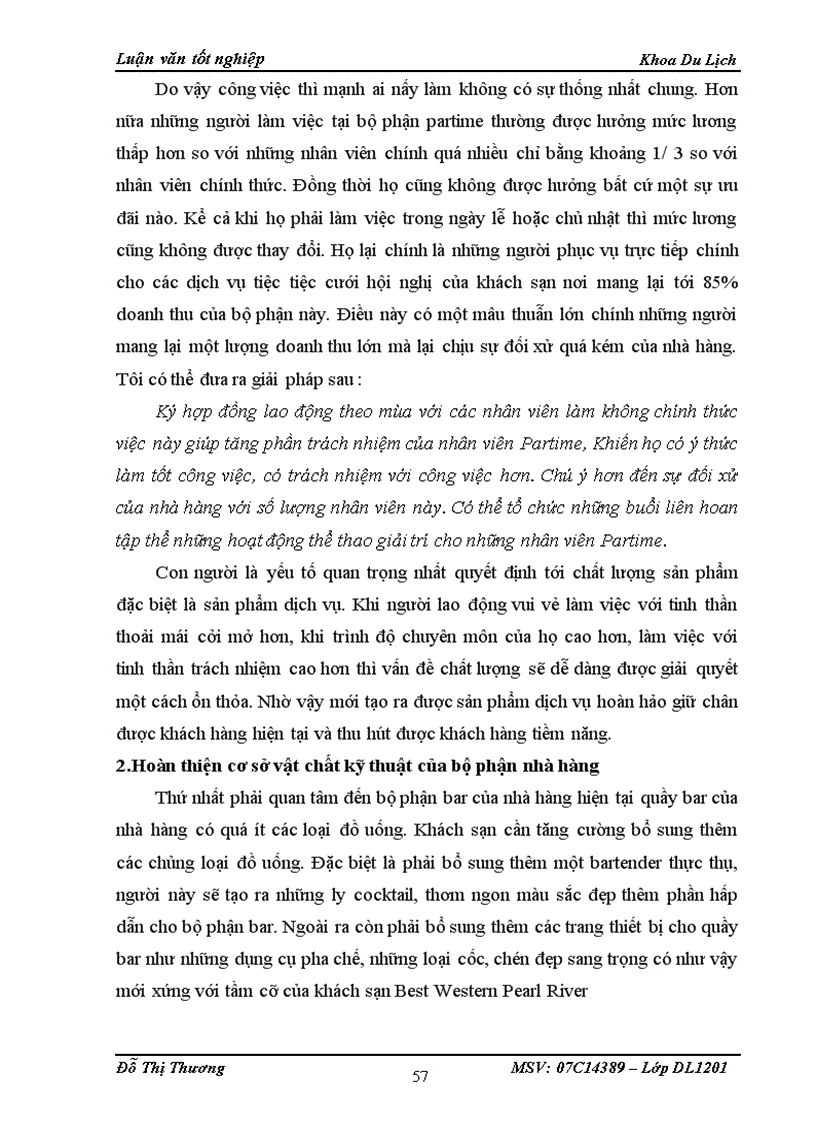 image for page Giải pháp nâng cao chất lượng dịch vụ trong kinh doanh nhà hàng tại khách sạn Best Western Pearl River