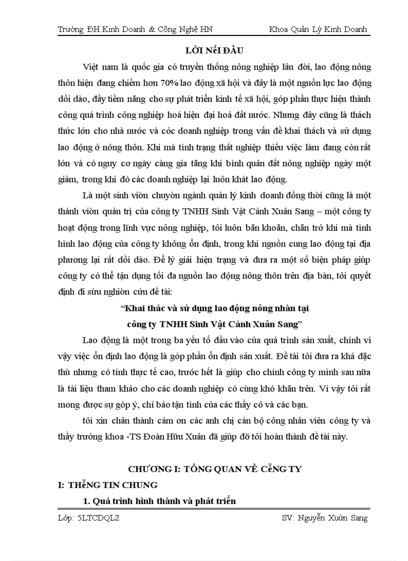 image for page Khai thác và sử dụng lao động nông nhàn tại công ty TNHH Sinh Vật Cảnh Xuân Sang