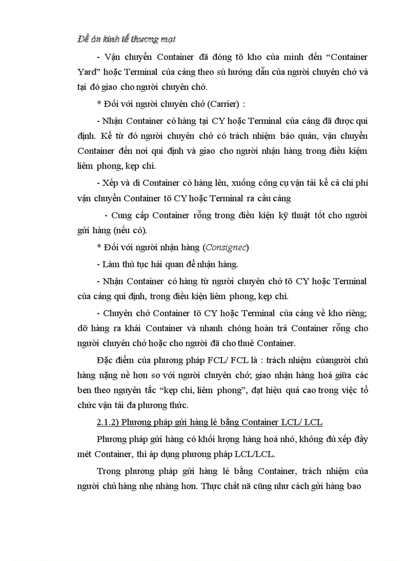 image for page Đề án kinh tế thương mại: Container hoá trong vận tải biển ở Việt Nam