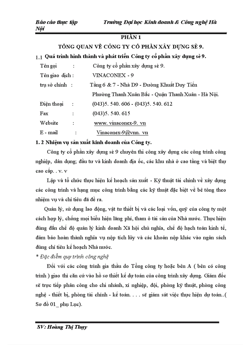 image for page Kế toán chi phí sản xuất và tính giá thành sản phẩm xây lắp tại công ty cổ phần xây dựng số 9