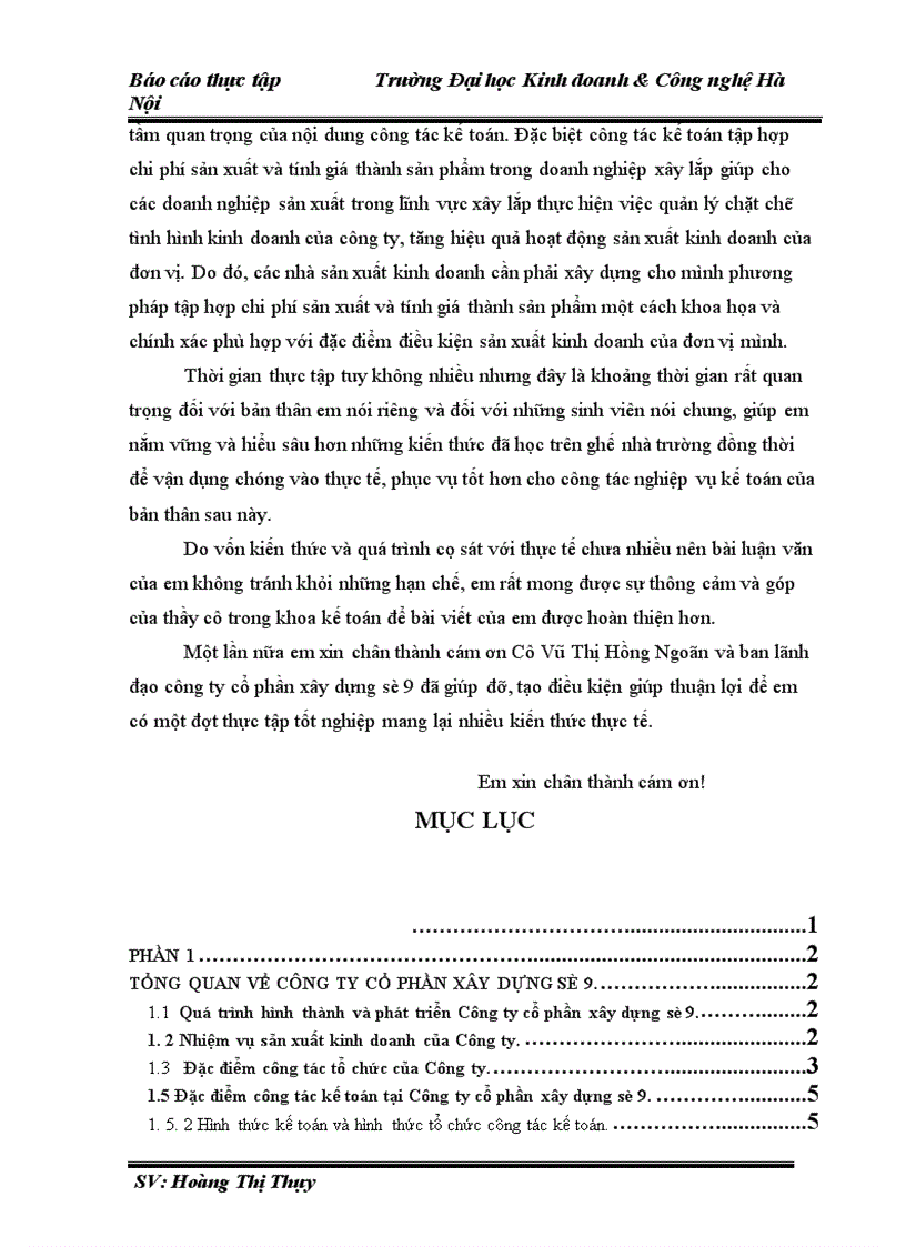 image for page Kế toán chi phí sản xuất và tính giá thành sản phẩm xây lắp tại công ty cổ phần xây dựng số 9