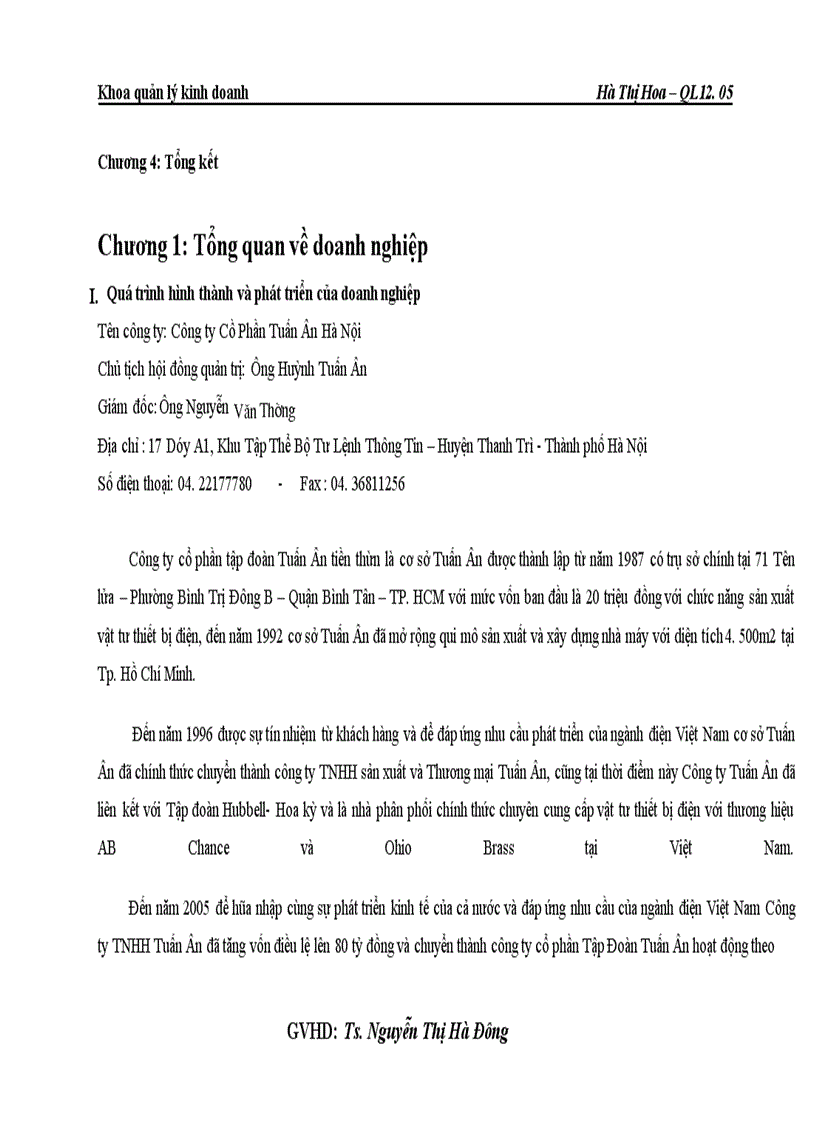 image for page Báo cáo về Công ty Cổ Phần Tuấn Ân