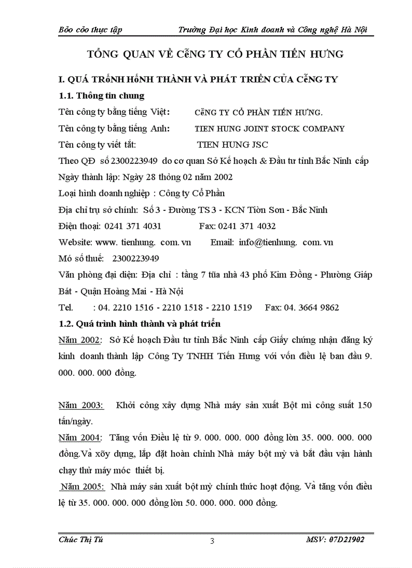 image for page Báo cáo về công ty cổ phần tiến hưng.