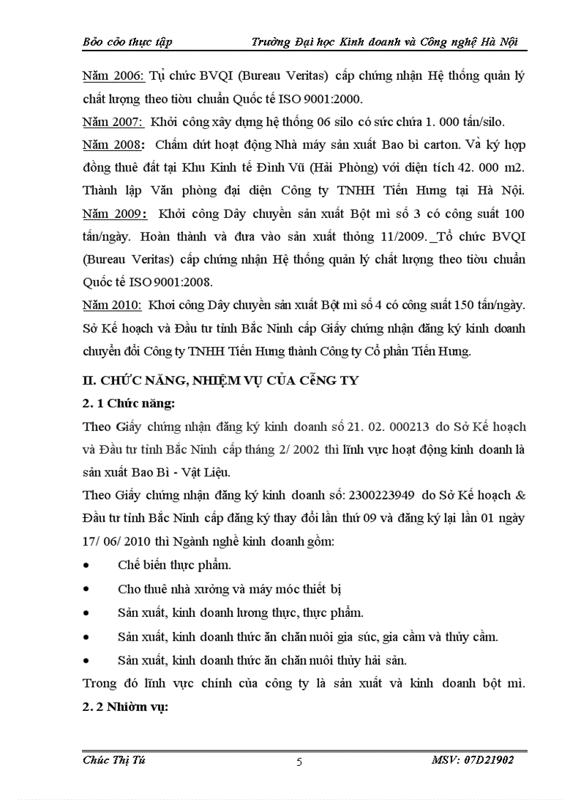image for page Báo cáo về công ty cổ phần tiến hưng.