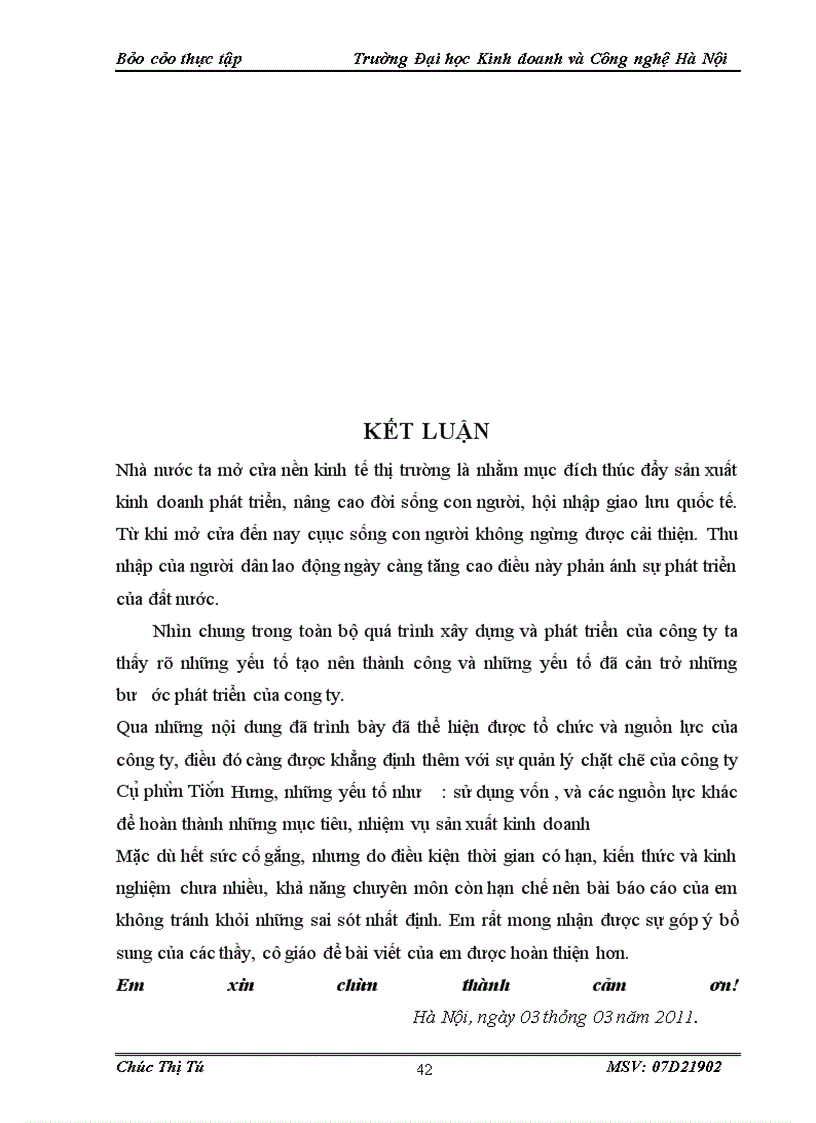 image for page Báo cáo về công ty cổ phần tiến hưng.