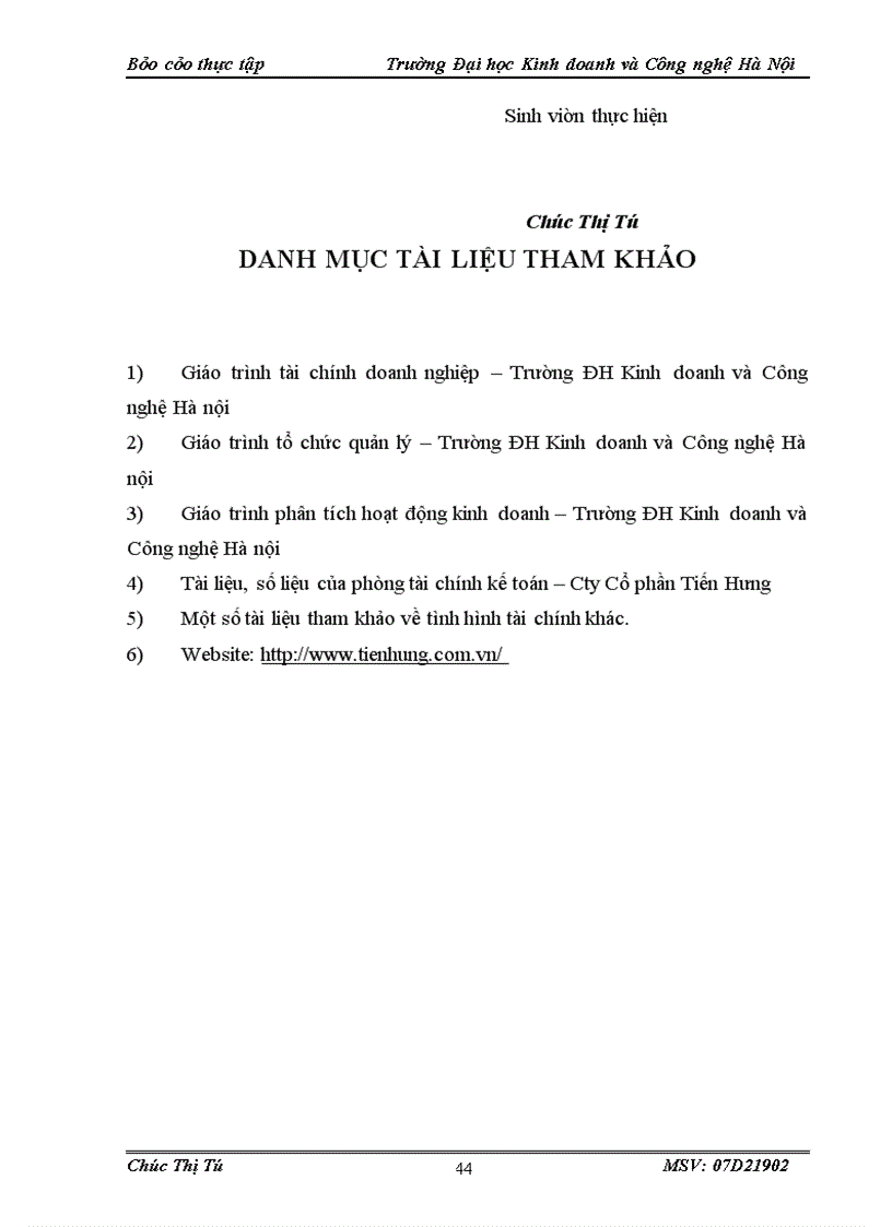 image for page Báo cáo về công ty cổ phần tiến hưng.