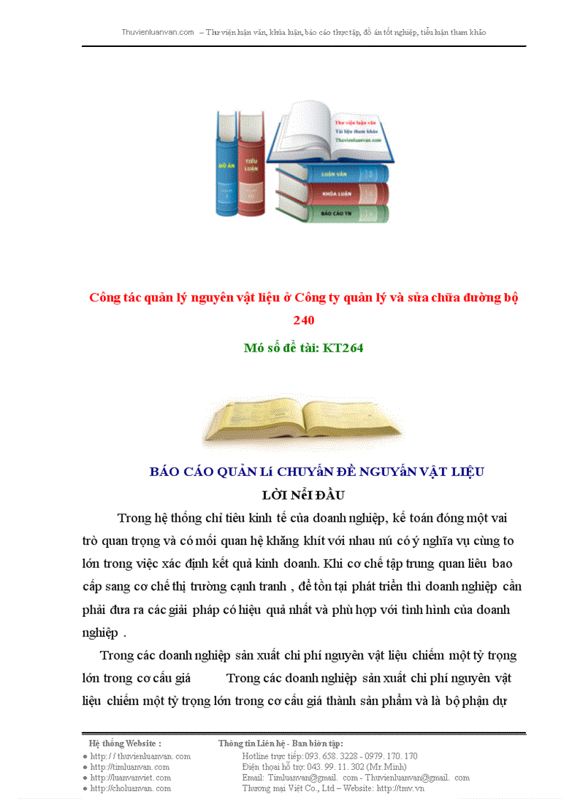 image for page Công tác quản lý nguyên vật liệu ở Công ty quản lý và sửa chữa đường bộ 240