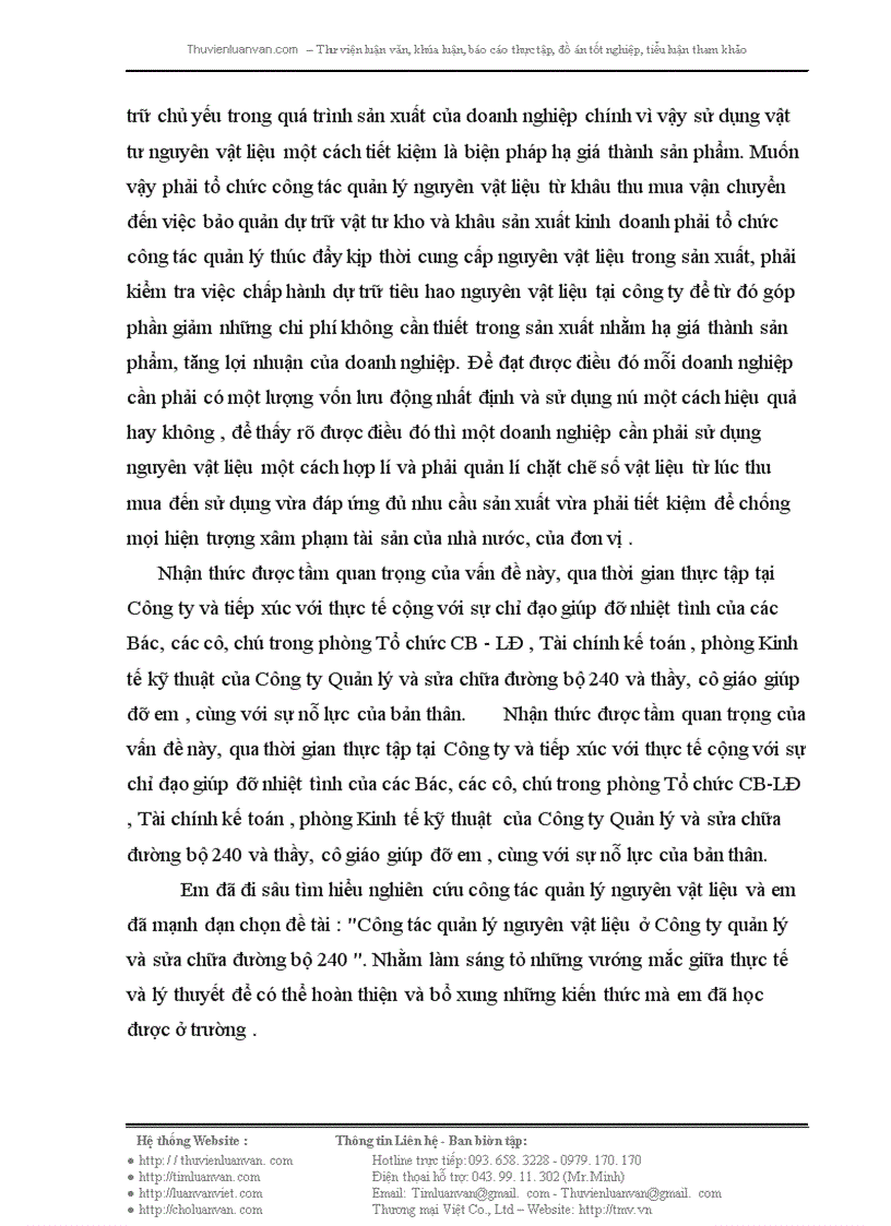 image for page Công tác quản lý nguyên vật liệu ở Công ty quản lý và sửa chữa đường bộ 240