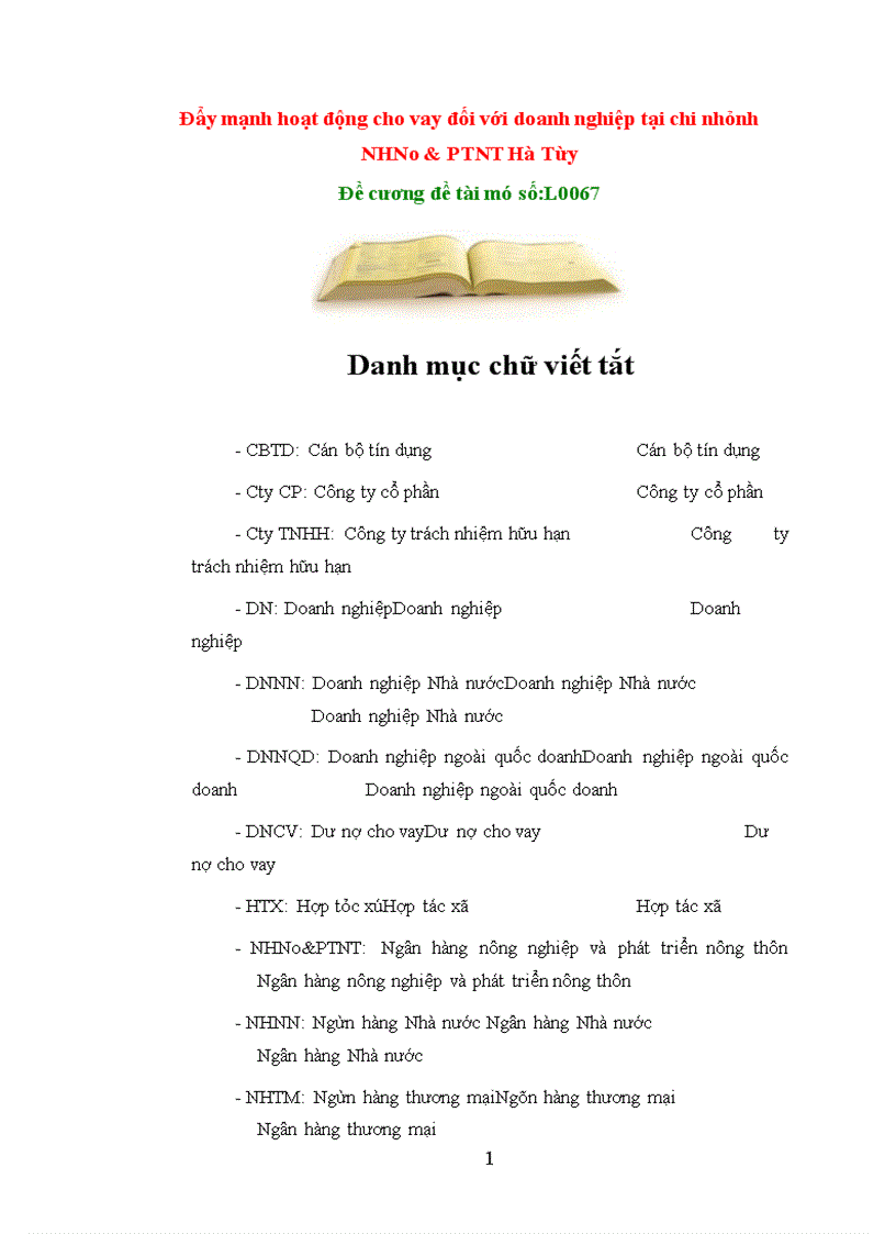 image for page Đẩy mạnh hoạt động cho vay đối với doanh nghiệp tại chi nhánh NHNo&PTNT Hà Tây