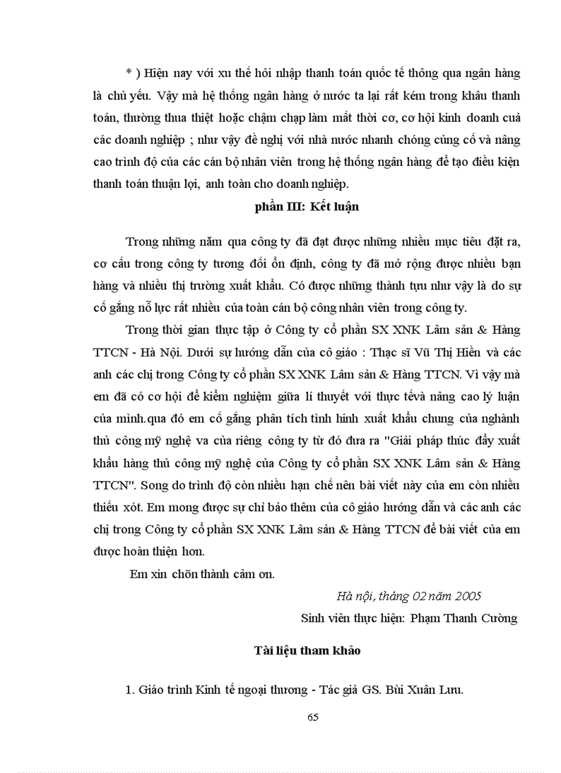 image for page Một số giải pháp nhằm thúc đẩy hoạt động xuất khẩu hàng thủ công mỹ nghệ ở Công ty cổ phần SX XNK Lâm sản & Hàng TTCN -