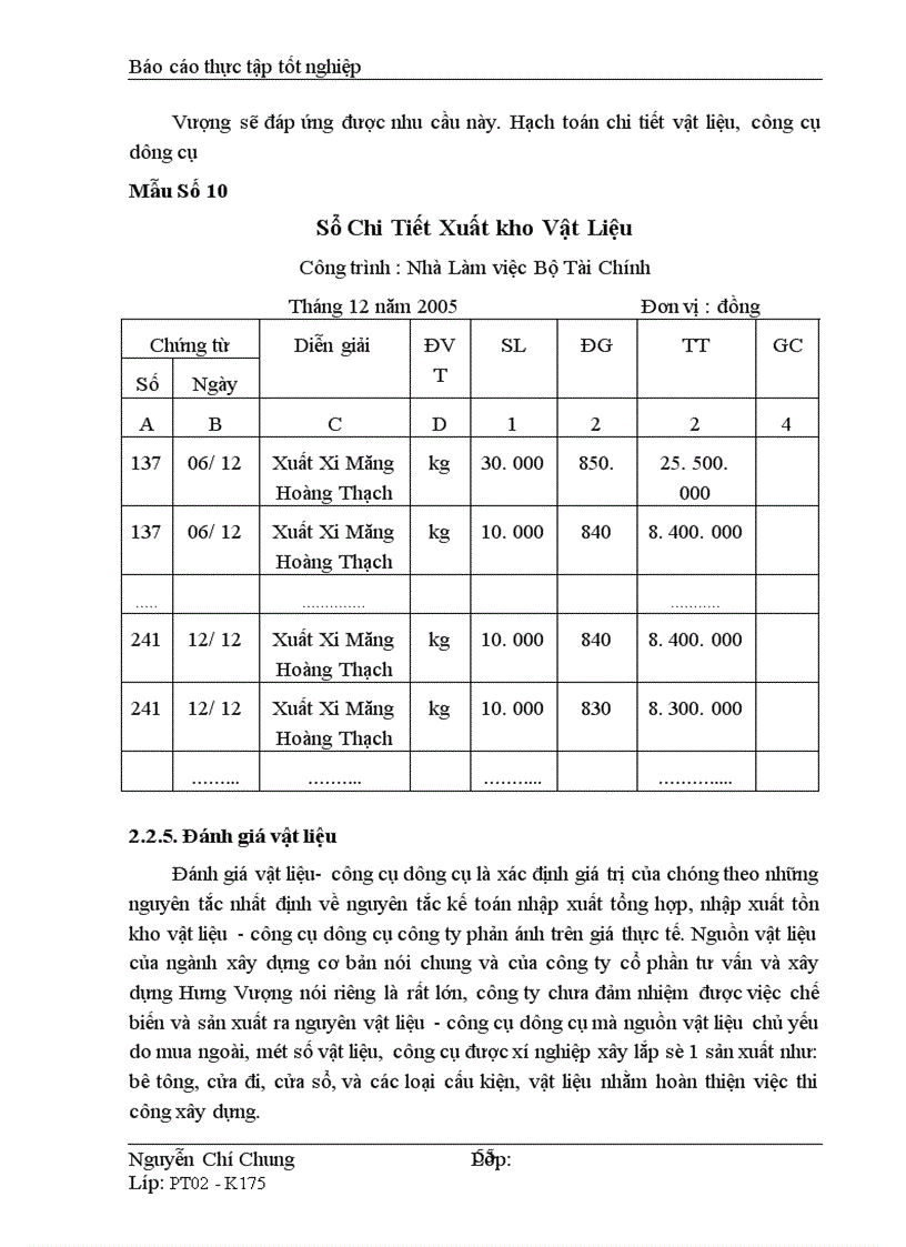 image for page Hạch toán chi tiết vật liệu, công cụ dụng cụ công ty cổ phần tư vấn và xây dựng Hưng Vượng
