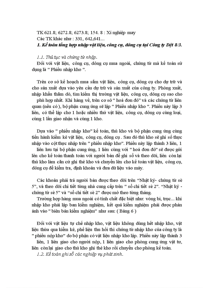 image for page Việc hạch toán chi tiết đối với vật liệu