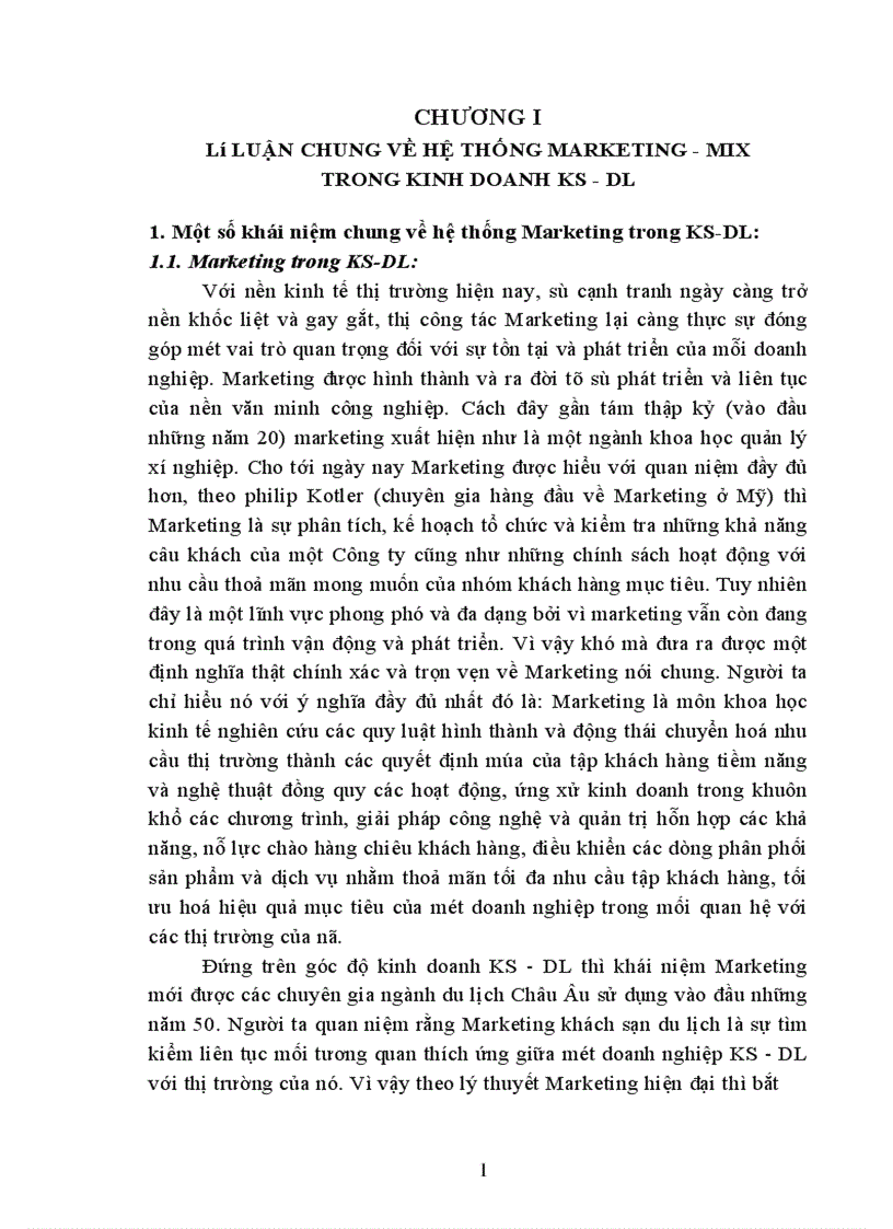 image for page Hệ thống chiến lược Marketing mix trong khách sạn - du lịch