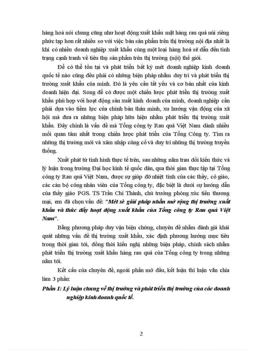 image for page Một số giải pháp nhằn mở rộng thị trường xuất khẩu và thúc đẩy hoạt động xuất khẩu của Tổng công ty Rau quả Việt Na
