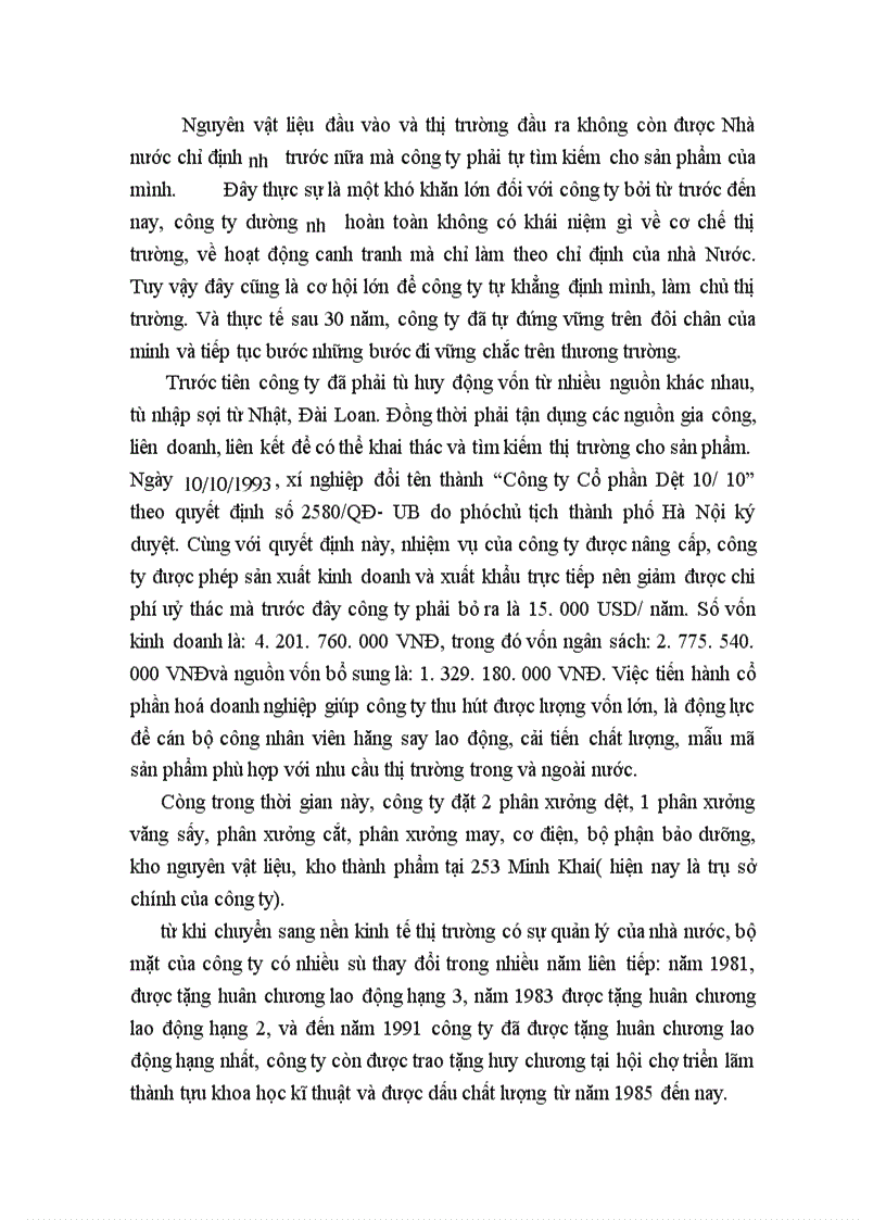 image for page Tiêu thụ hàng hoá tại công ty cổ phần Dệt 10/10