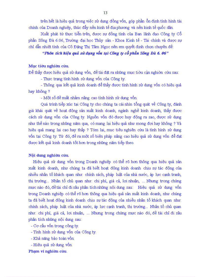 image for page Một số giải pháp nhằm nâng cao hiệu quả sử dụng vốn tại công ty cổ phần sông đà