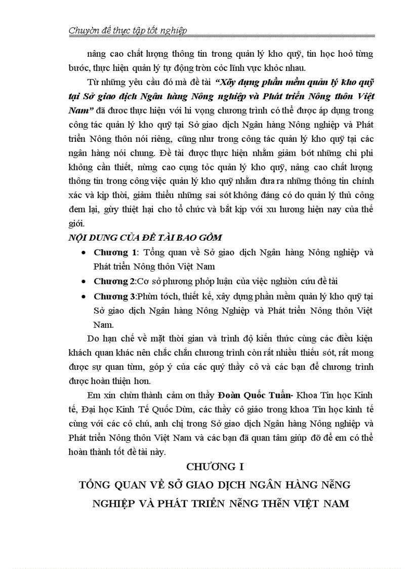 image for page Xây dựng phần mềm quản lý kho quỹ tại Sở giao dịch Ngân hàng Nông nghiệp và Phát triển Nông thôn Việt Nam