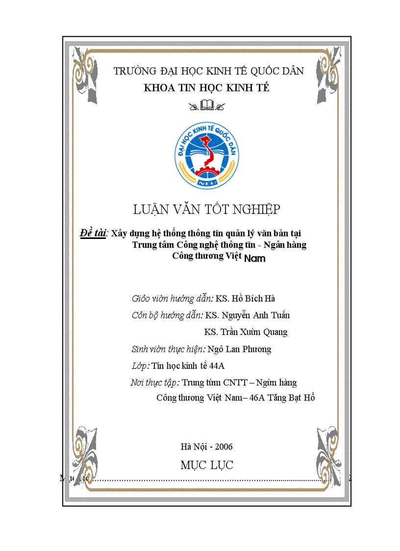 image for page Xây dựng hệ thống thông tin quản lý văn bản tại Trung tâm Công nghệ thông tin - Ngân hàng Công thương Việt Nam