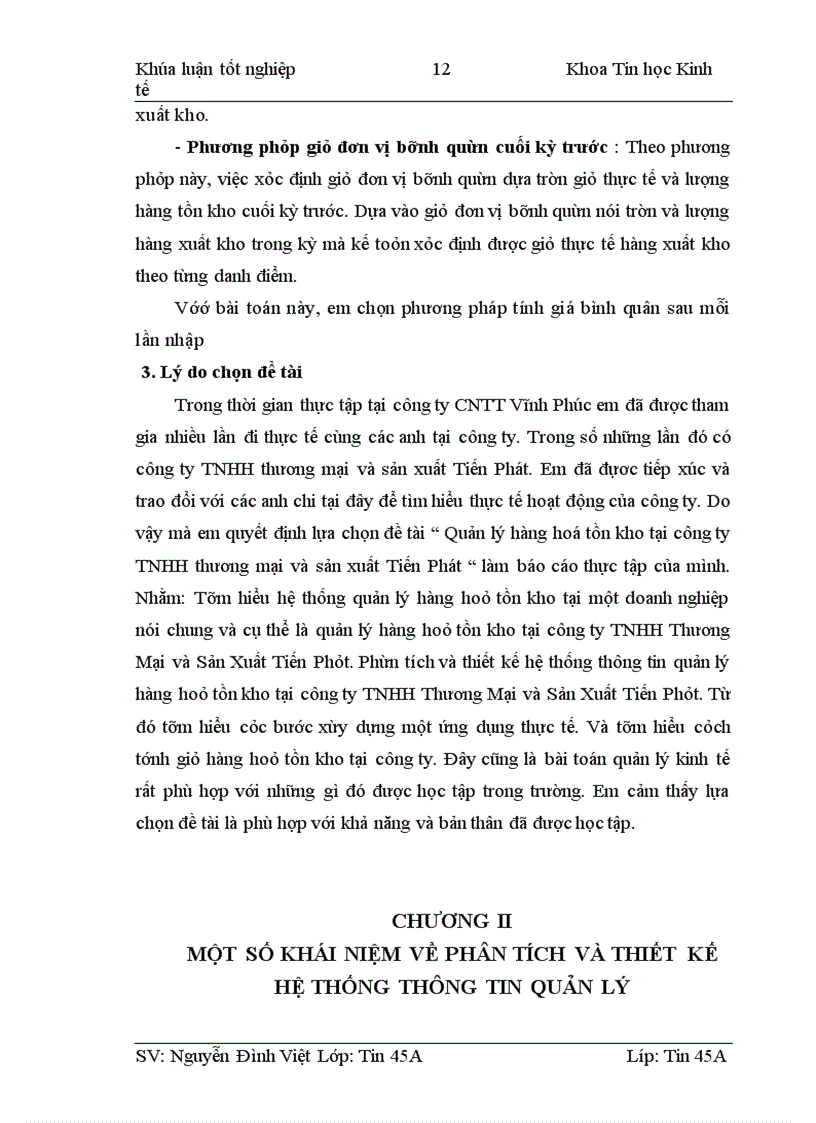 image for page Phân tích thiết kế hệ thống thông tin quản lý kho tại công ty TNHH thương mại và sản xuất Tiến Phát