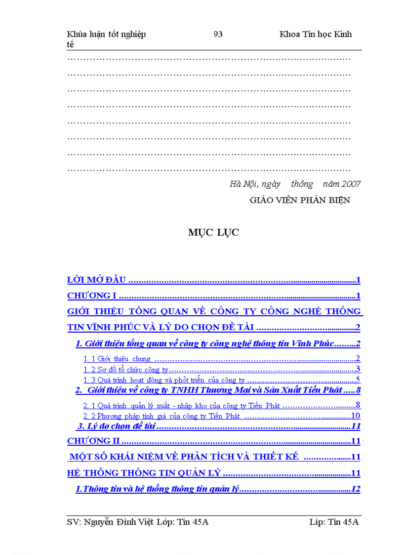 image for page Phân tích thiết kế hệ thống thông tin quản lý kho tại công ty TNHH thương mại và sản xuất Tiến Phát